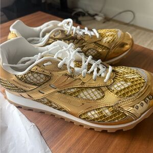 Bottega Veneta Men’s Orbit Gold and White Sneakers